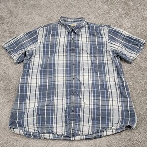 Sonoma Life + Style Mens XXL Short Sleeve Plaid Button Down Shirt Blue Cotton